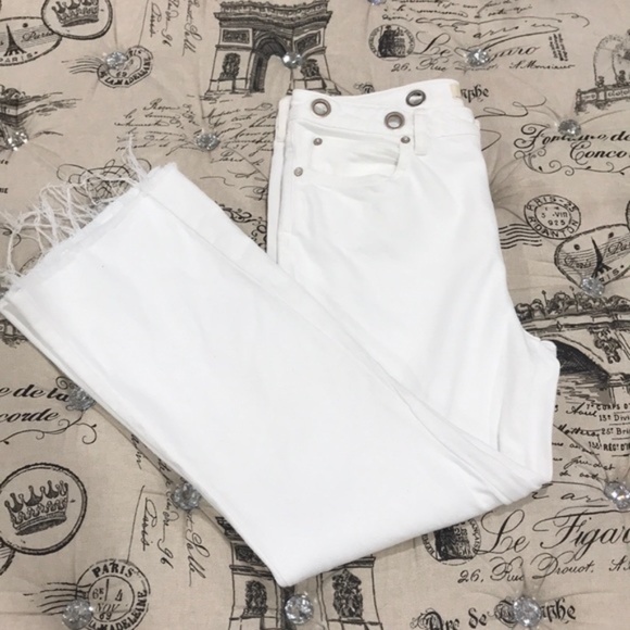 FREE PEOPLE Belt Our Crop Bootcut Jeans In Ivory - Picture 8 of 8
